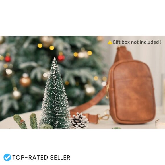 Faux Leather Crossbody Sling Bag Adjustable Strap Chic Minimal Travel Purse - Picture 7 of 7